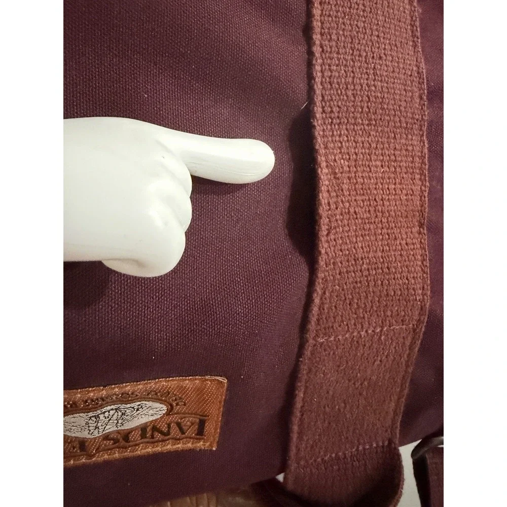 Lands End ‎ Bag Heavy Canvas Leather Duffle Deluxe Square Rigger Burgundy  USA